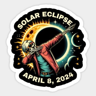 Dabbing Skeleton Total Solar Eclipse 2024 wearing Glasses Sticker